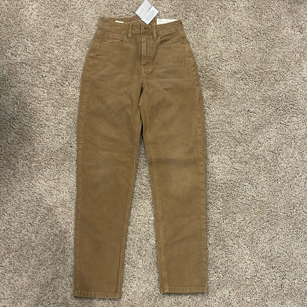American Eagle Outfitters High-Rise Tan Mom Jeans